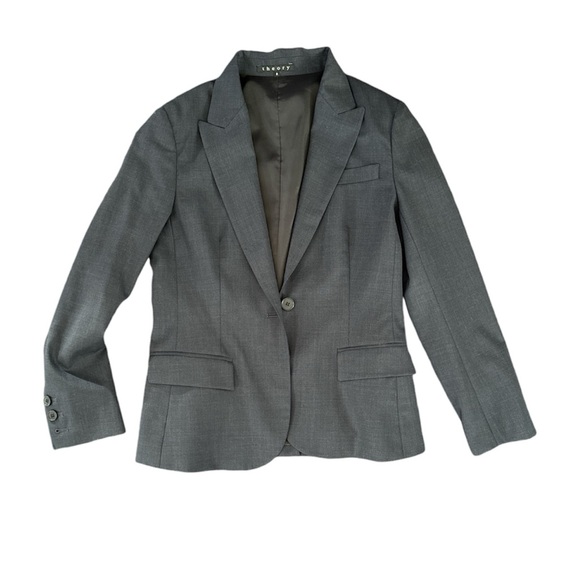 Theory single button notch lapel blazer dark blue Sz 8 - Picture 1 of 8